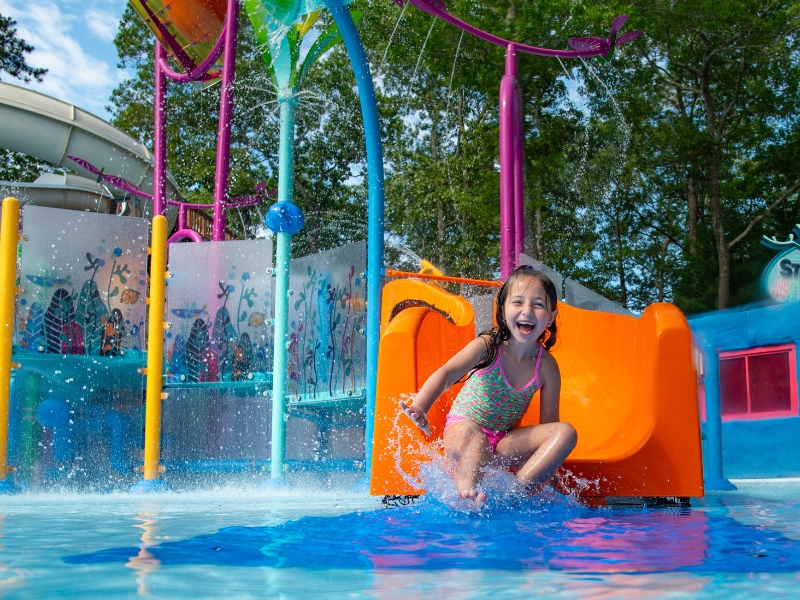 Mom and daughter on Hyperlight water slide