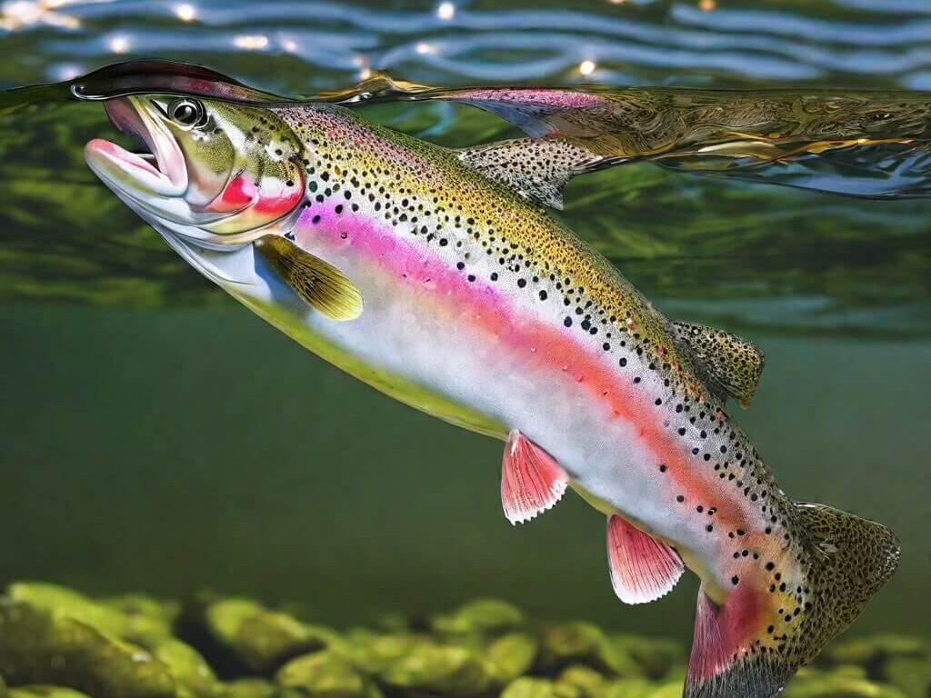 rainbow trout in water